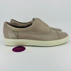 ECCO Women's Soft 7 Grey Beige Leather Slip On Sneakers Size 7 US/ 38 EU